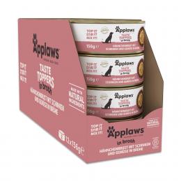 Sparpaket Applaws Taste Toppers Natural in Brühe 24 x 156 g - Huhn mit Schinken
