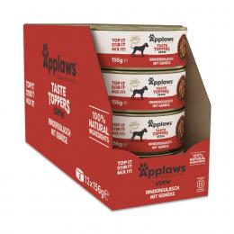 Sparpaket Applaws Taste Toppers Natural Stew 48 x 156 g - Rind mit Gemüse