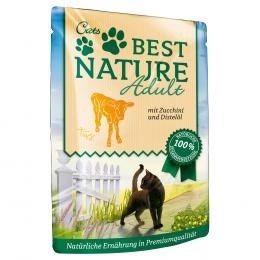Sparpaket Best Nature Cat Adult 32 x 85 g - Kalb mit Zucchini & Distelöl