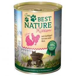 Sparpaket Best Nature Kitten 12 x 400 g - Geflügelherzen & Reis