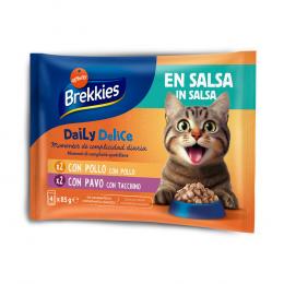 Sparpaket Brekkies Daily Delice 24 x 85 g - Huhn & Truthahn Soße