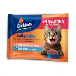 Sparpaket Brekkies Daily Delice 24 x 85 g - Lachs & Thunfisch in Gelee
