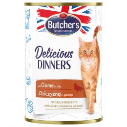 Sparpaket Butcher's Delicious Dinners Katze 24 x 400 g - mit Wild