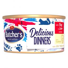 Sparpaket Butcher's Delicious Dinners Katze 48 x 85 g - Rindfleisch & Leber