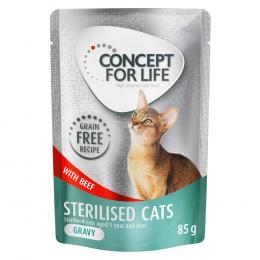 Sparpaket Concept for Life getreidefrei 48 x 85 g - Sterilised Cats Rind - in Soße