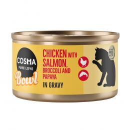 Angebot für Sparpaket Cosma Bowl 24 x 80 g - Hühnchenbrust mit Lachs - Kategorie Katze / Katzenfutter nass / Cosma / Cosma Bowl.  Lieferzeit: 1-2 Tage -  jetzt kaufen.