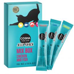 Sparpaket Cosma Jelly Snack 24 x 14 g - Mixpaket (9 x Hühnchenbrust, 9 x Thunfisch, 6 x Lachs)