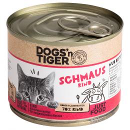 Sparpaket Dogs'n Tiger Adult Cat 12 x 200 g - Schmaus Rind