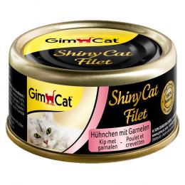 Sparpaket GimCat ShinyCat Filet Dose 24 x 70 g - Hühnchen & Garnelen