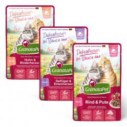Sparpaket GranataPet Delicatessen in Sauce 24 x 100 g - Geflügelmix (3 Varianten)