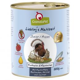 Sparpaket GranataPet Liebling's Mahlzeit 12 x 800 g - Junior Truthahn & Kaninchen mit Kartoffel, Pastinaken & Lachsöl