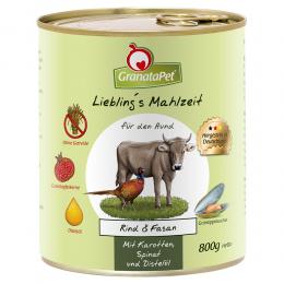 Sparpaket GranataPet Liebling's Mahlzeit 12 x 800 g - Rind & Fasan mit Karotten, Spinat und Distelöl