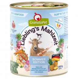 Sparpaket GranataPet Liebling's Mahlzeit 12 x 800 g - Sommeredition - Surf'n'Turf