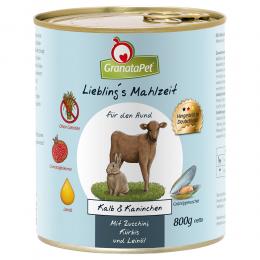 Sparpaket GranataPet Liebling's Mahlzeit 24 x 800 g - Kalb & Kaninchen mit Zucchini, Kürbis und Leinöl