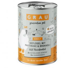 Angebot für Sparpaket GRAU 24 x 400 g - Geflügel mit Pastinake & Brokkoli - Kategorie Hund / Hundefutter nass / GRAU / -.  Lieferzeit: 1-2 Tage -  jetzt kaufen.