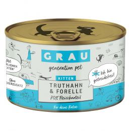 Sparpaket GRAU Kitten Getreidefrei 12 x 200 g - Truthahn & Forelle