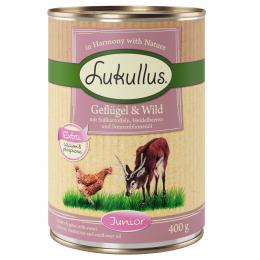 Sparpaket Lukullus Naturkost 24 x  400 g - Junior Geflügel & Wild (getreidefrei)