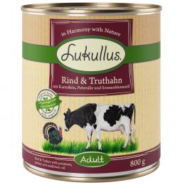 Sparpaket Lukullus Naturkost 24 x 800 g - Adult Rind & Truthahn (getreidefrei)