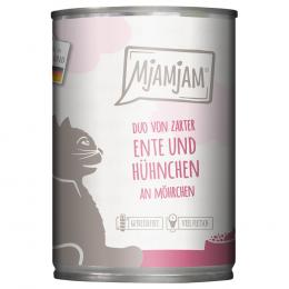 Sparpaket MjAMjAM Duo 24 x 400 g - zarte Ente & Hühnchen an Möhrchen