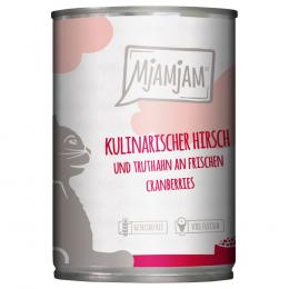Sparpaket MjAMjAM Katzenfutter 400g x 24 - kulinarischer Hirsch und Truthahn an frischen Cranberries