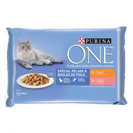 Sparpaket PURINA ONE 12 x 85 g - Coat & Hairball Huhn und Lachs