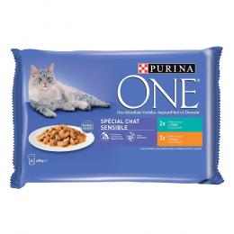 Sparpaket PURINA ONE 12 x 85 g - Sensitive Huhn und Thunfisch