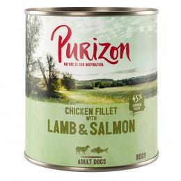 Sparpaket Purizon 12 x 800 g - Hühnerfilet mit Lamm & Lachs, Kartoffel & Birne
