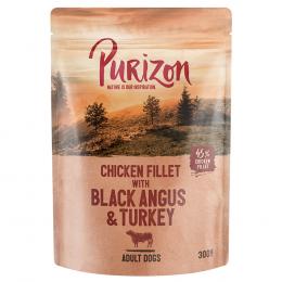 Sparpaket Purizon Adult 24 x 300 g - Hühnerfilet mit Black Angus & Truthahn, Süßkartoffel und Cranberry