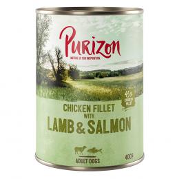 Sparpaket Purizon Adult 24 x 400 g - Hühnerfilet mit Lamm & Lachs, Kartoffel & Birne