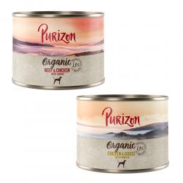 Sparpaket Purizon Organic 12 x 200 g - Mixpaket:  6 x Huhn mit Gans, 6 x Rind mit Huhn