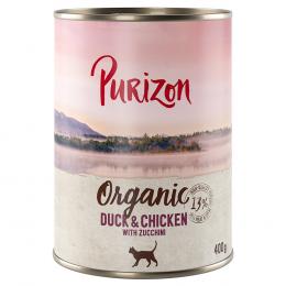 Sparpaket Purizon Organic 12 x 400 g - Ente und Huhn mit Zucchini