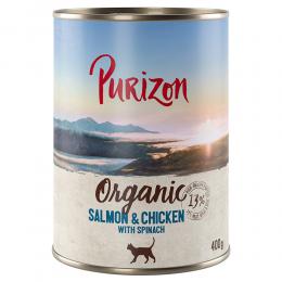 Sparpaket Purizon Organic 12 x 400 g - Lachs und Huhn mit Spinat