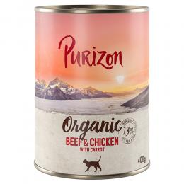 Sparpaket Purizon Organic 12 x 400 g - Rind und Huhn mit Karotte