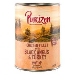 Sparpaket Purizon Original 12 x 400 g - Hühnerfilet mit Black Angus & Truthahn, Süßkartoffel und Cranberry
