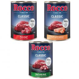 Sparpaket Rocco Classic 12 x 400 g - Exklusiv-Mix: Rind pur, Rind/Lachs, Rind/Ente