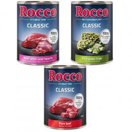 Sparpaket Rocco Classic 12 x 400 g - Rind-Mix: Rind pur, Rind/Kalbsherz, Rind/Pansen