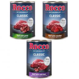 Sparpaket Rocco Classic 24 x 400 g - Wild-Mix: Rind/Wild, Rind/Rentier, Rind/Wildschwein