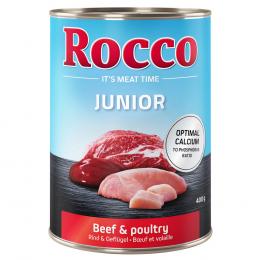 Sparpaket Rocco Junior 12 x 400 g - Mix: Pute mit Kalbsherzen, Geflügel mit Hühnerherzen