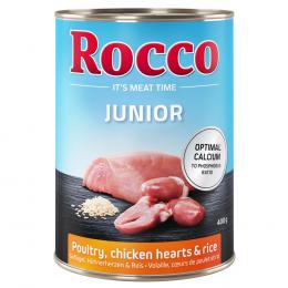 Sparpaket Rocco Junior 24 x 400 g - Geflügel mit Hühnerherzen & Reis
