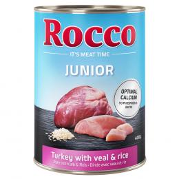 Sparpaket Rocco Junior 24 x 400 g - Mix: Pute mit Kalbsherzen, Geflügel mit Hühnerherzen