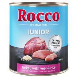 Sparpaket Rocco Junior 24 x 800 g - Mix: Pute mit Kalbsherzen, Geflügel mit Hühnerherzen