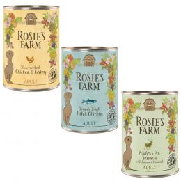 Sparpaket Rosie's Farm Adult 24 x 400 g  - Mix 2 (Huhn & Truthahn, Fisch & Huhn, Wild & Fasan)