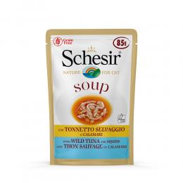 Sparpaket Schesir Cat Soup 12 x 85 g  - Wilder Thunfisch & Tintenfisch