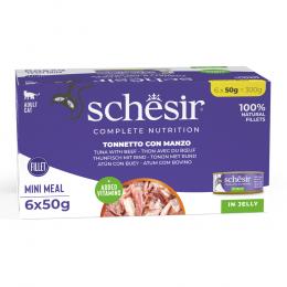 Sparpaket Schesir Complete Nutrition Filet in Gelee 24 x 50 g - Thunfisch mit Rindfleisch