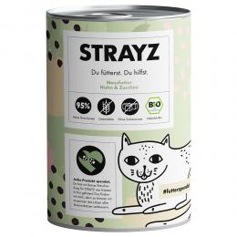 Sparpaket STRAYZ BIO Katze 24 x 400 g - Bio-Huhn & Bio-Zucchini