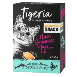 Sparpaket Tigeria Smoothie Snack 24 x 50 g - mit Thunfisch, Hühnchen und Karotte