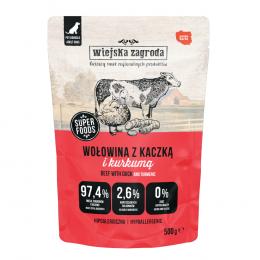 Sparpaket Wiejska Zagroda Dog Pouches 3 x 500 g - Rindfleisch mit Ente