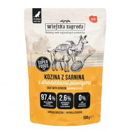 Sparpaket Wiejska Zagroda Dog Pouches 3 x 500 g - Ziegenleder mit Wildfleisch