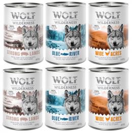 Sparpaket Wolf of Wilderness Adult - Single Meat 24 x 400 g / 800 g 24 x 400 g: Mixpaket Huhn, Schwein, Fisch