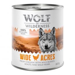 Sparpaket Wolf of Wilderness Adult - Single Meat 24 x 400 g / 800 g 24 x 800 g: Wide Acres - Huhn